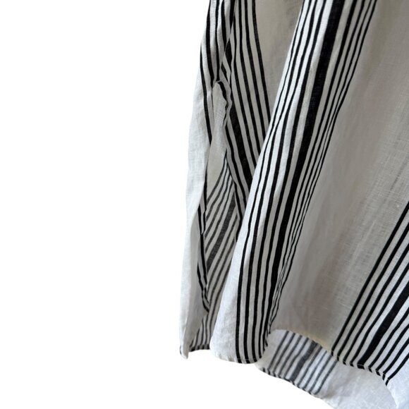 H&M Linen Popover Shirt Tunic Oversized Band Collar Dropped Shoulders Wide Cuffs - Picture 15 of 16